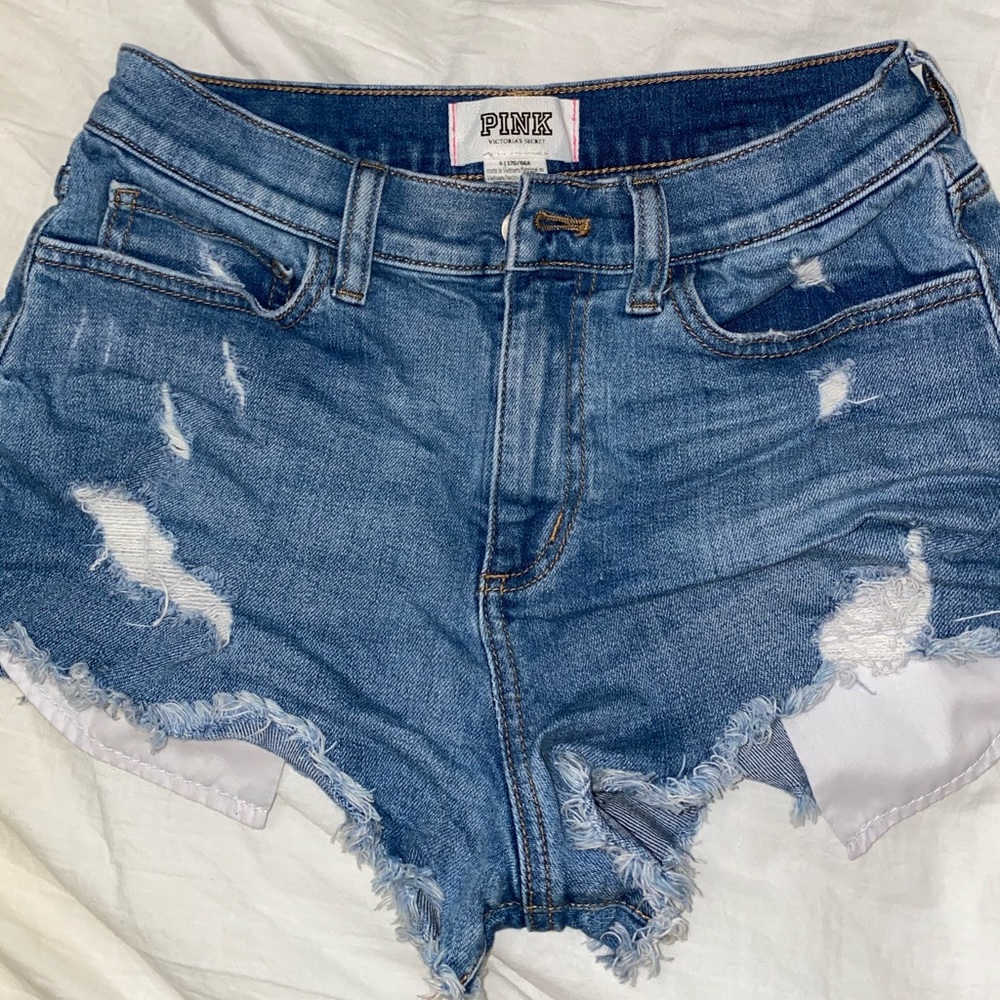 VS Pink high-waisted denim shorts
